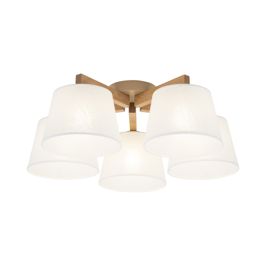 Brilagi - Ytmonterad taklampa LATTE SABIA 5xE27/60W/230V furu/vit