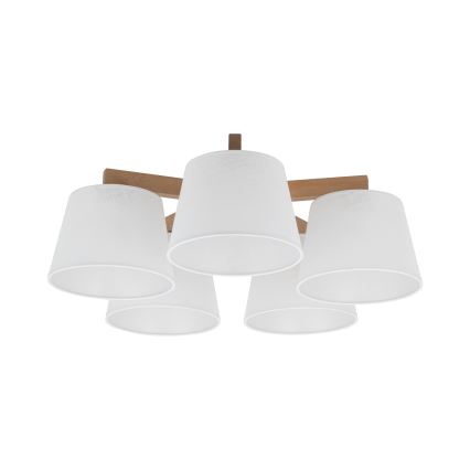 Brilagi - Ytmonterad taklampa LATTE SABIA 5xE27/60W/230V furu/vit