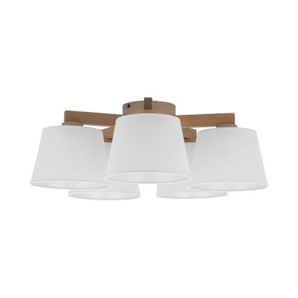 Brilagi - Ytmonterad taklampa LATTE SABIA 5xE27/60W/230V furu/vit