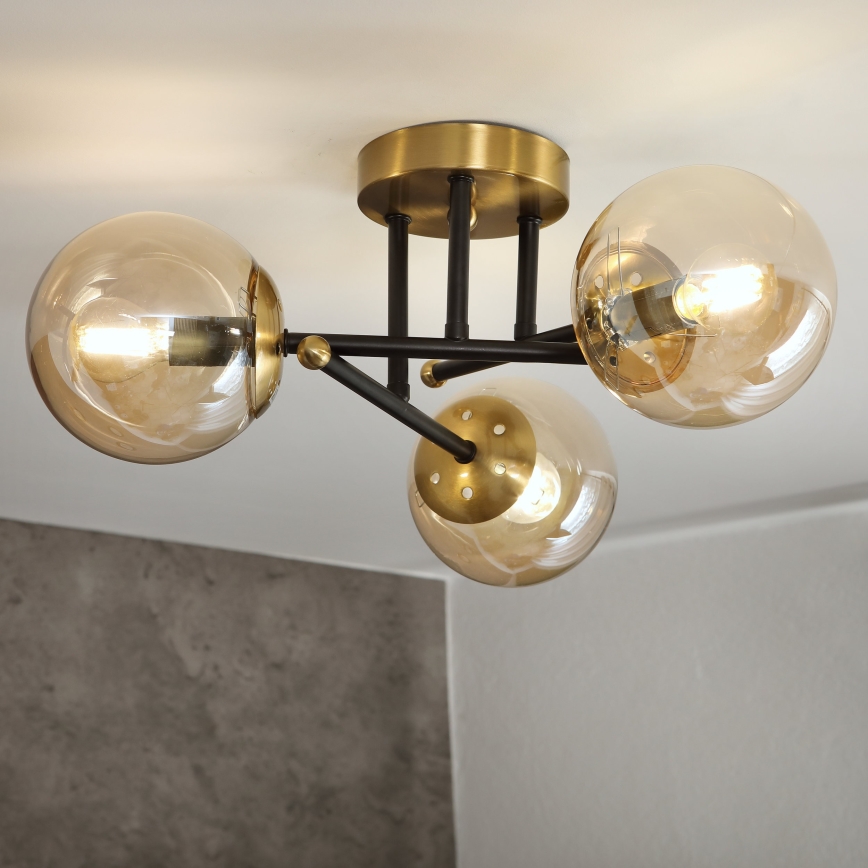 Brilagi - Ytmonterad taklampa MALIVA 3xE14/15W/230V, guld