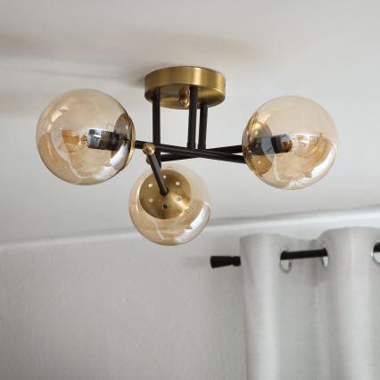 Brilagi - Ytmonterad taklampa MALIVA 3xE14/15W/230V, guld