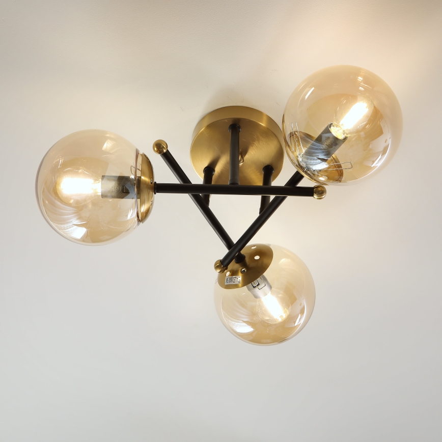 Brilagi - Ytmonterad taklampa MALIVA 3xE14/15W/230V, guld