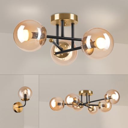 Brilagi - Ytmonterad taklampa MALIVA 3xE14/15W/230V, guld