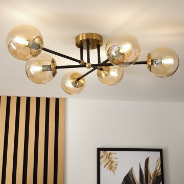 Brilagi - Ytmonterad taklampa MALIVA 6xE14/15W/230V, guld