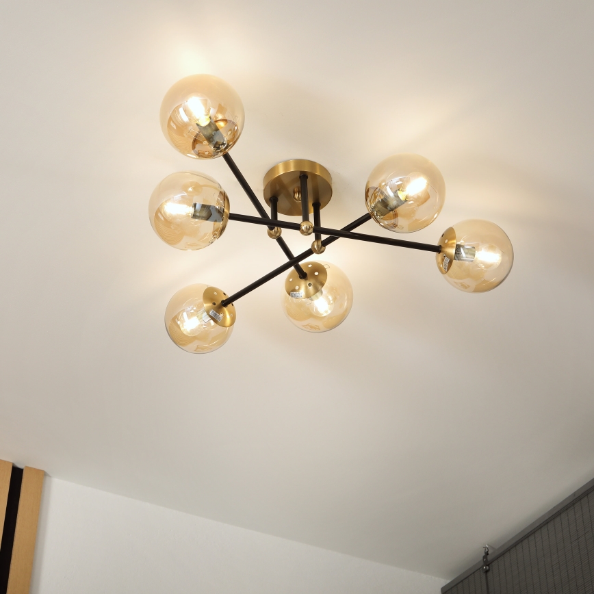 Brilagi - Ytmonterad taklampa MALIVA 6xE14/15W/230V, guld