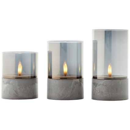 Brilliant - 3-pack LED-ljus BOUGIE LED/2xAA IP44, grå/rökfärgade
