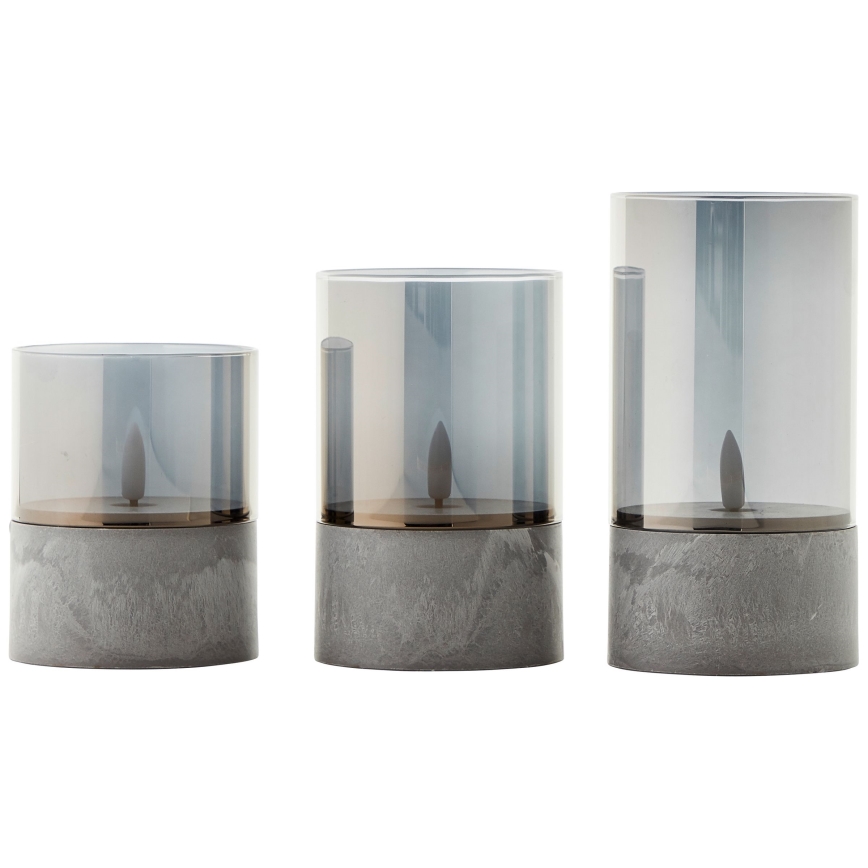 Brilliant - 3-pack LED-ljus BOUGIE LED/2xAA IP44, grå/rökfärgade