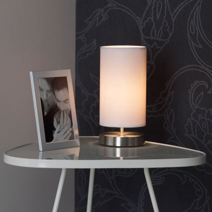 Brilliant - Bordslampa CLARIE 1xE14/40W/230V matt krom/vit