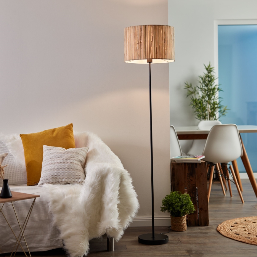 Brilliant - Golvlampa WIMEA 1xE27/52W/230V svart/beige