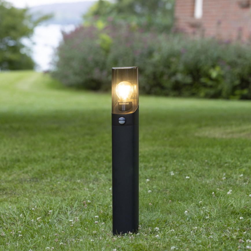 Brilliant - Lampa med sensor för utomhusbruk MINOU 1xE27/10W/230V IP44 svart/rökig