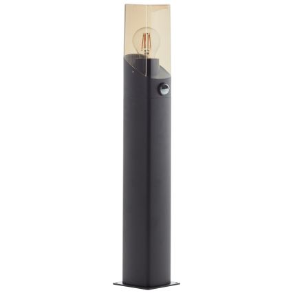 Brilliant - Lampa med sensor för utomhusbruk MINOU 1xE27/10W/230V IP44 svart/rökig