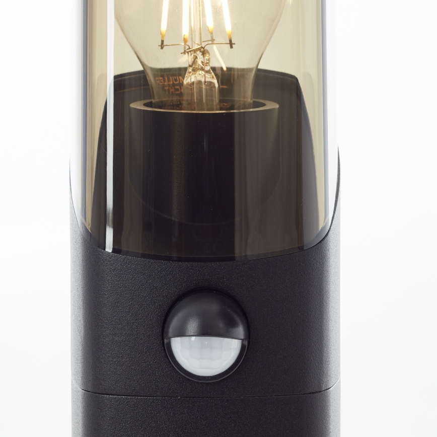 Brilliant - Lampa med sensor för utomhusbruk MINOU 1xE27/10W/230V IP44 svart/rökig