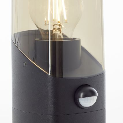 Brilliant - Lampa med sensor för utomhusbruk MINOU 1xE27/10W/230V IP44 svart/rökig