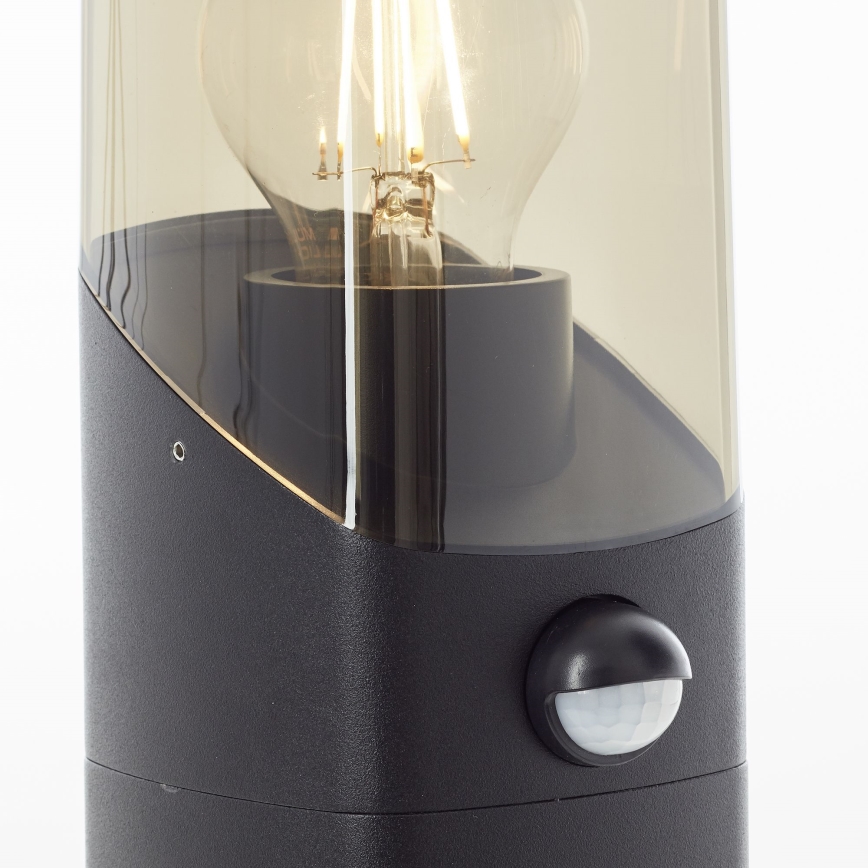 Brilliant - Lampa med sensor för utomhusbruk MINOU 1xE27/10W/230V IP44 svart/rökig