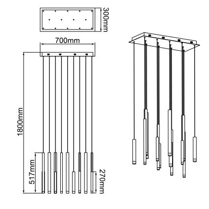 Brilliant - LED-pendel med dimmer på vajer CEMBALO LED/60W/230V matt krom/svart/brun