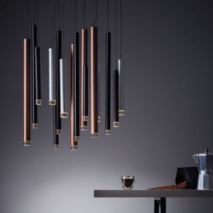 Brilliant - LED dimbar pendellampa på kabel CEMBALO LED/70W/230V matt krom/svart/brun
