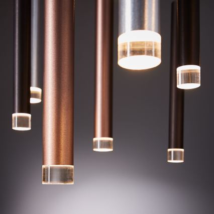 Brilliant - LED dimbar pendellampa på kabel CEMBALO LED/70W/230V matt krom/svart/brun