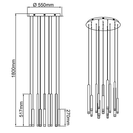 Brilliant - LED dimbar pendellampa på kabel CEMBALO LED/70W/230V matt krom/svart/brun