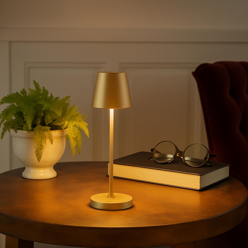 Brilliant - Dimbar uppladdningsbar beröringsstyrd utomhusbordslampa ELORA LED/2,5W/5V 2700K 2600 mAh IP44 guld