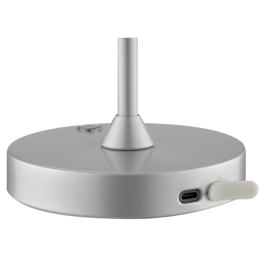 Brilliant - Dimbar, uppladdningsbar, touchstyrd utomhusbordslampa ELORA LED/2,5W/5V 2700K 2600 mAh IP44 silver