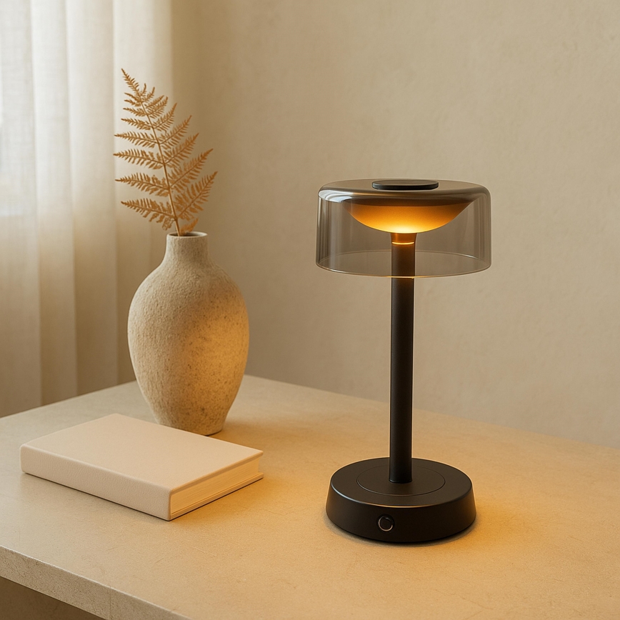 Brilliant - RAZOR LED uppladdningsbar, dimbar, beröringsstyrd utomhusbordslampa LED/2,5W/5V 2700K 2600 mAh IP44 svart