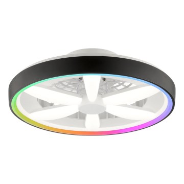 Brilliant - LED RGBW Dimbar takfläkt med ljus GAIANO LED/48W/230V 2700-6500K svart + fjärrkontroll
