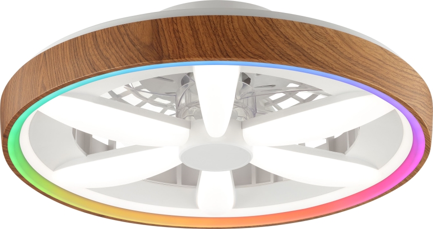 Brilliant - LED RGBW Takfläkt med dimmer GAIANO LED/24W/230V 2700-6500K diameter 48 cm brun + fjärrkontroll