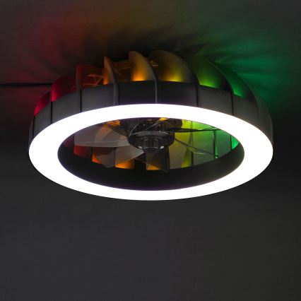 Brilliant - LED RGBW Dimbar takfläkt med ljus FANORA LED/30W/230V 2700-6500K Ø 46 cm svart + fjärrkontroll