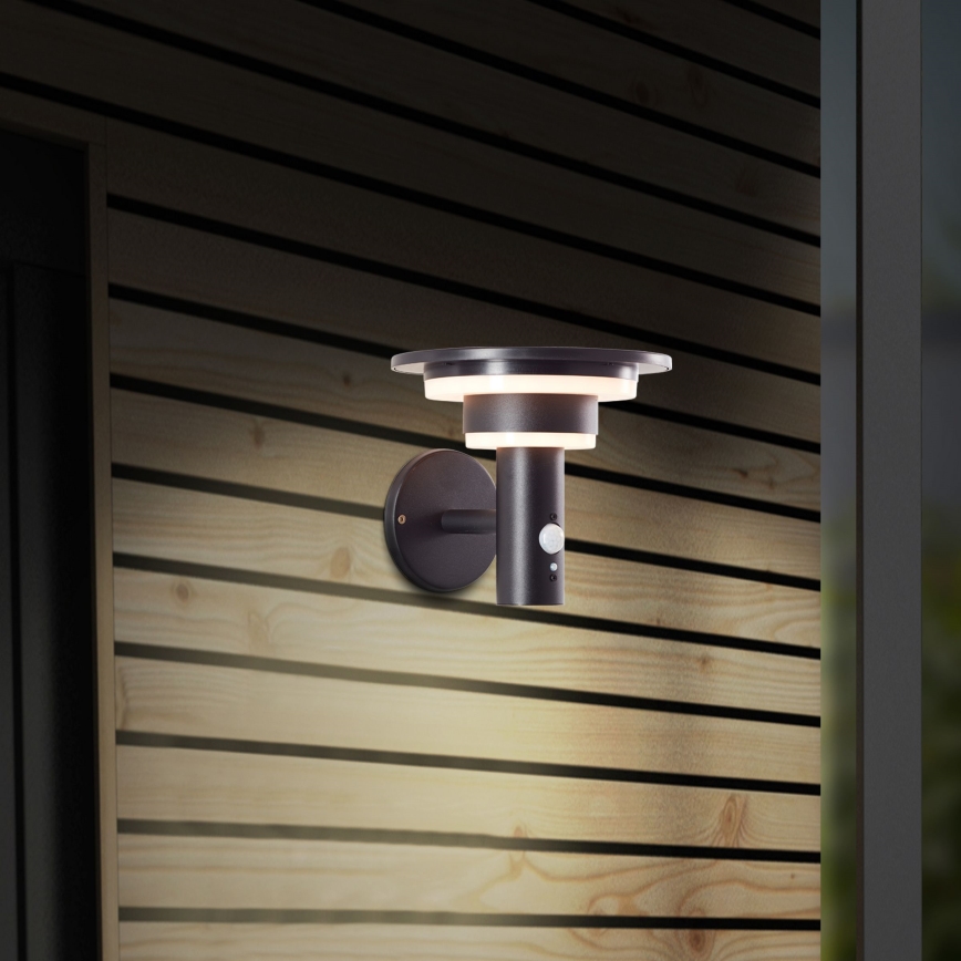 Brilliant - LED solcell väggbelysning med sensor GARVINA LED/3W/3,7V 2000 mAh IP44 svart