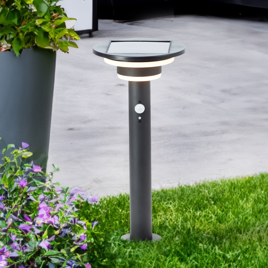 Brilliant - LED solcellslampa med sensor GARVINA LED/3W/3,7V 45 cm IP44 svart