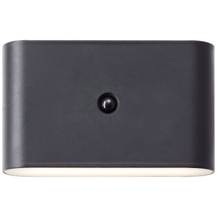 Brilliant - LED Utomhus uppladdningsbar vägglampa med sensor XINO LED/3W/5V 3600 mAh IP44 svart