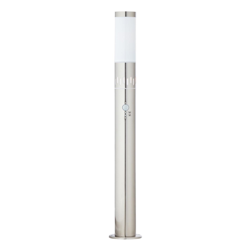 Brilliant - LED Utomhuslampa med sensor LEIGH LED/0,9W/230V + 1xE27/11W 80 cm IP44 skinande krom