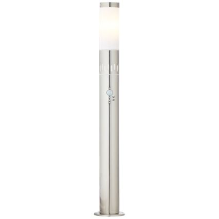 Brilliant - LED Utomhuslampa med sensor LEIGH LED/0,9W/230V + 1xE27/11W 80 cm IP44 skinande krom