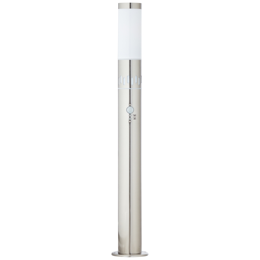 Brilliant - LED Utomhuslampa med sensor LEIGH LED/0,9W/230V + 1xE27/11W 80 cm IP44 skinande krom