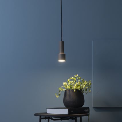 Brilliant - Ljuskrona med textilsladd CADIZ 1xGU10/10W/230V diameter 12,5 cm brons
