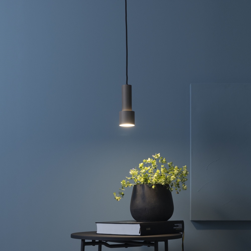 Brilliant - Ljuskrona med textilsladd CADIZ 1xGU10/10W/230V diameter 12,5 cm brons