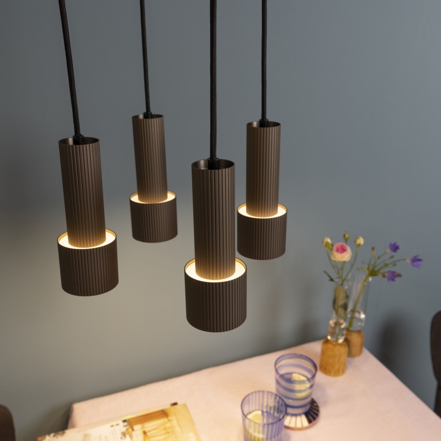 Brilliant - Ljuskrona med textilsladd CADIZ 4xGU10/10W/230V diameter 35 cm brons