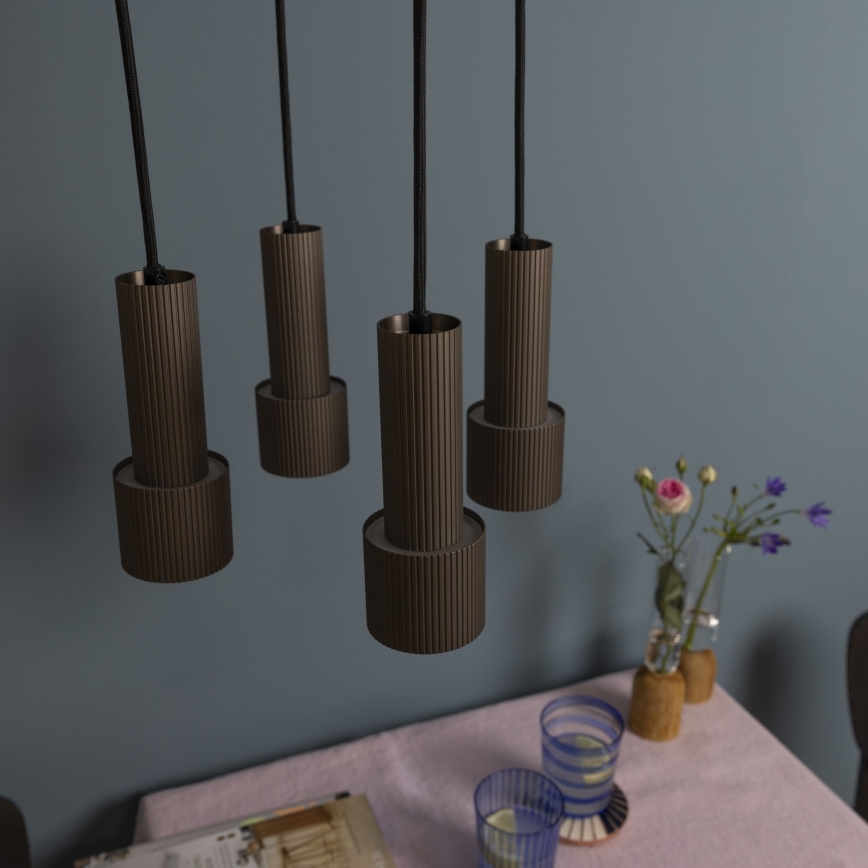 Brilliant - Ljuskrona med textilsladd CADIZ 4xGU10/10W/230V diameter 35 cm brons