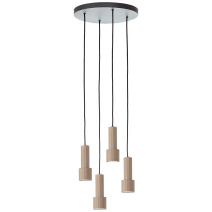 Brilliant - Ljuskrona med textilsladd CADIZ 4xGU10/10W/230V diameter 35 cm brons