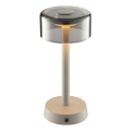 Brilliant - RAZOR LED dimbar uppladdningsbar touchstyrd utomhusbordslampa 2,5W/5V, 2700K, 2600 mAh, IP44, grå