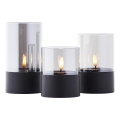 Brilliant - Set med 3 LED-ljus BOUGIE LED/2xAA IP44 svart/rökfärgad