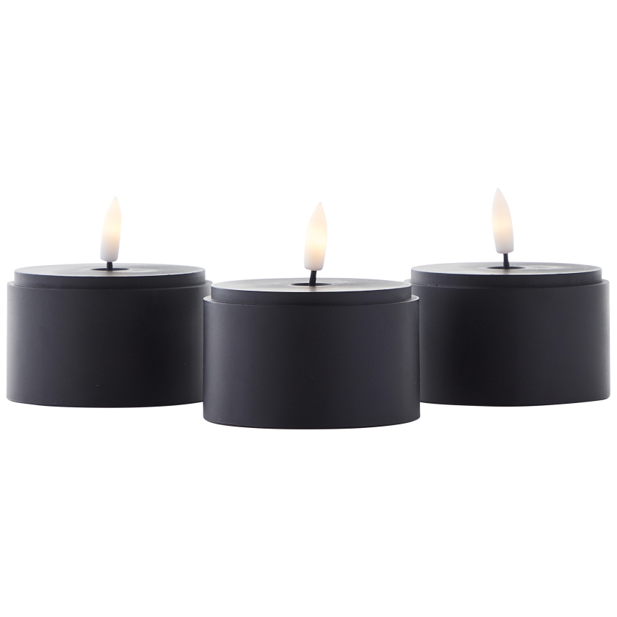 Brilliant - Set med 3 LED-ljus BOUGIE LED/2xAA IP44 svart/rökfärgad