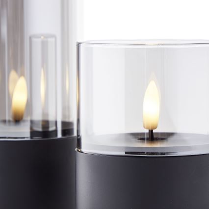 Brilliant - Set med 3 LED-ljus BOUGIE LED/2xAA IP44 svart/rökfärgad