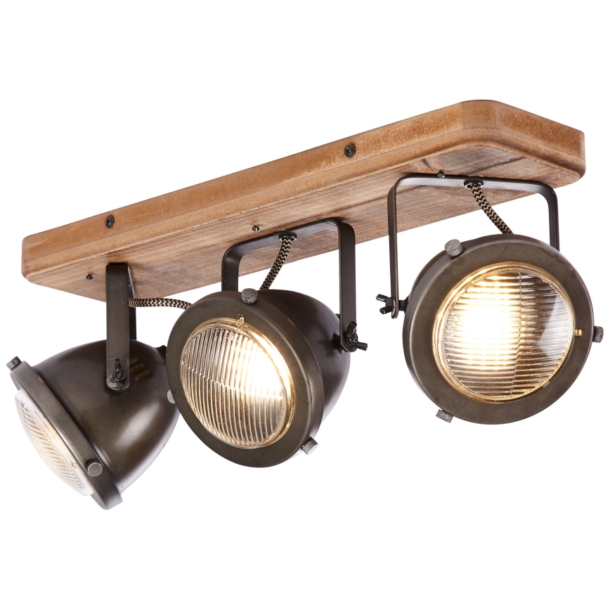 Brilliant - Spotlampa CARMEN WOOD 3xGU10/5W/230V brun