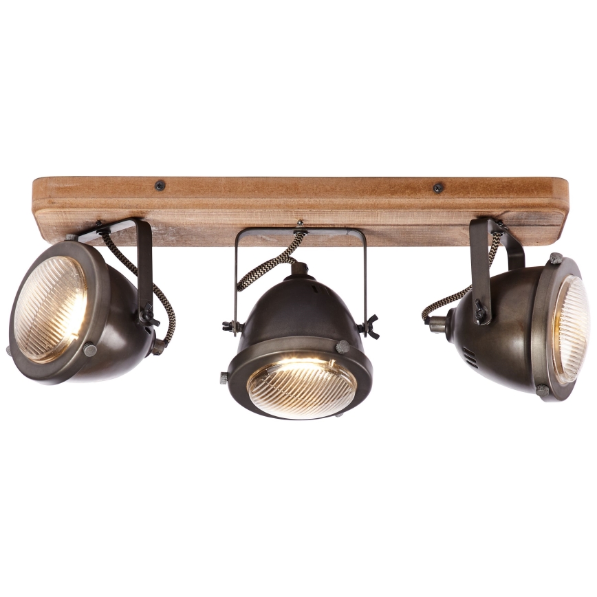 Brilliant - Spotlampa CARMEN WOOD 3xGU10/5W/230V brun