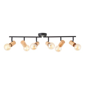 Brilliant - Spotlampa KERRY 6xE27/40W/230V svart/bambu