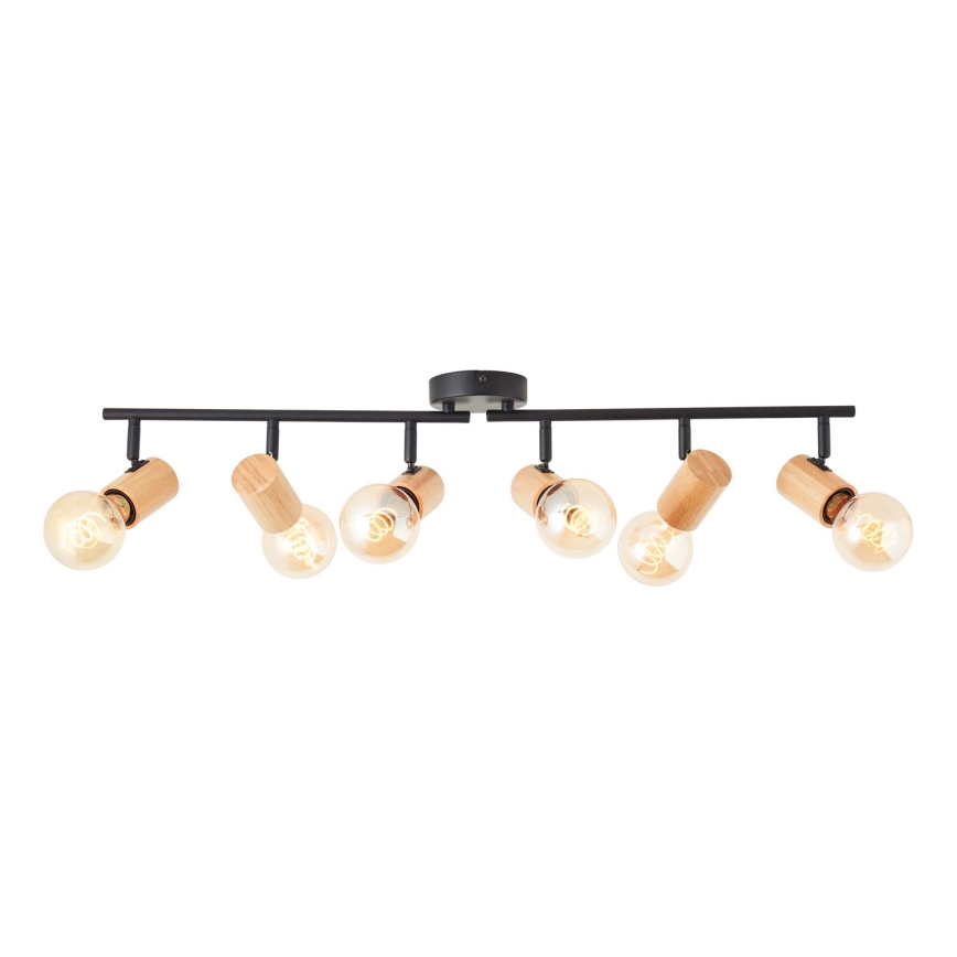 Brilliant - Spotlampa KERRY 6xE27/40W/230V svart/bambu