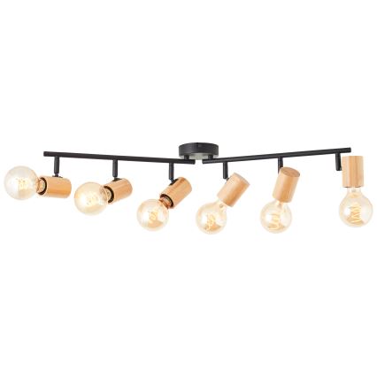 Brilliant - Spotlampa KERRY 6xE27/40W/230V svart/bambu
