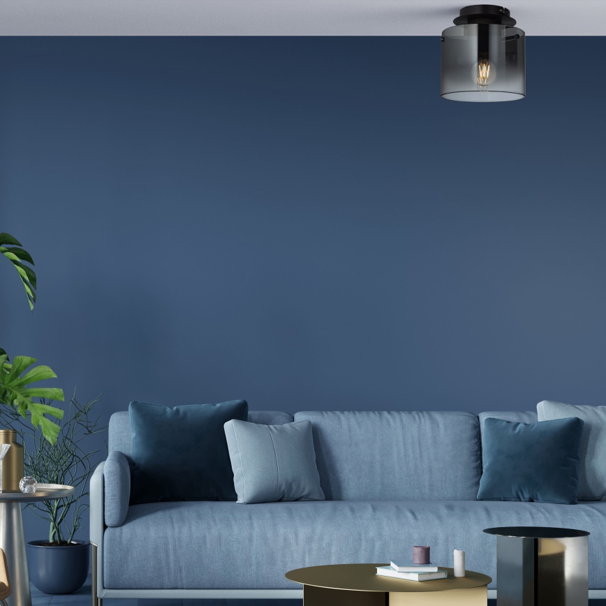 Brilliant - Taklampa BETH 1xE27/60W/230V Ø 20 cm svart/rökfärgad