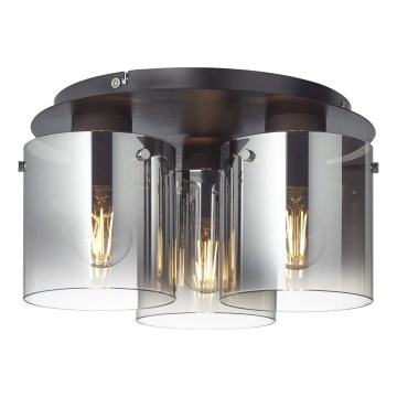 Brilliant - Taklampa BETH 3xE27/60W/230V svart/rökfärgad